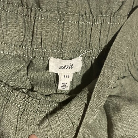 NWT | AERIE | Green Loose Ruffle Linen Short | Large NWT - Picture 6 of 7